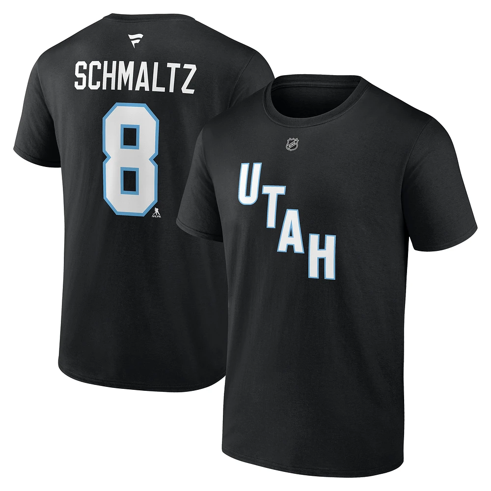 Men's Fanatics Nick Schmaltz Black Utah Hockey Club Authentic Stack Name & Number T-Shirt
