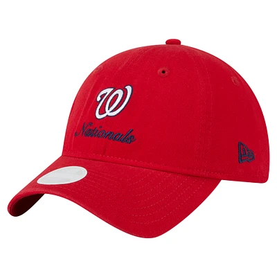 Women's New Era  Red Washington Nationals Preppy Team 9TWENTY Adjustable Hat