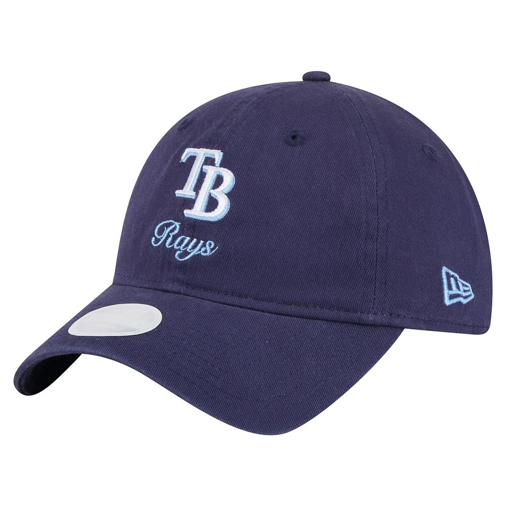 Women's New Era Navy Tampa Bay Rays Preppy Team 9TWENTY Adjustable Hat
