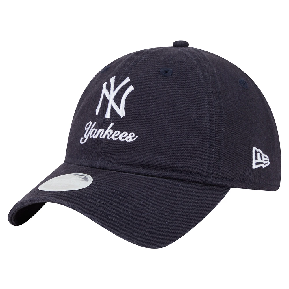 Women's New Era Navy New York Yankees Preppy Team 9TWENTY Adjustable Hat