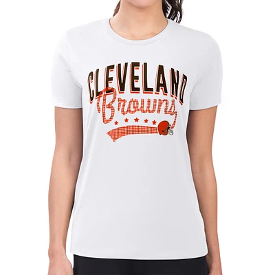Women's G-III 4Her by Carl Banks White Cleveland Browns Filigree T-Shirt