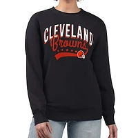 Women's G-III 4Her by Carl Banks Black Cleveland Browns Filigree Fleece Tri-Blend Pullover Sweatshirt