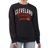 Women's G-III 4Her by Carl Banks Black Cleveland Browns Filigree Fleece Tri-Blend Pullover Sweatshirt