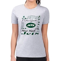 Women's G-III 4Her by Carl Banks Heather Gray New York Jets Word Collage Fitted T-Shirt