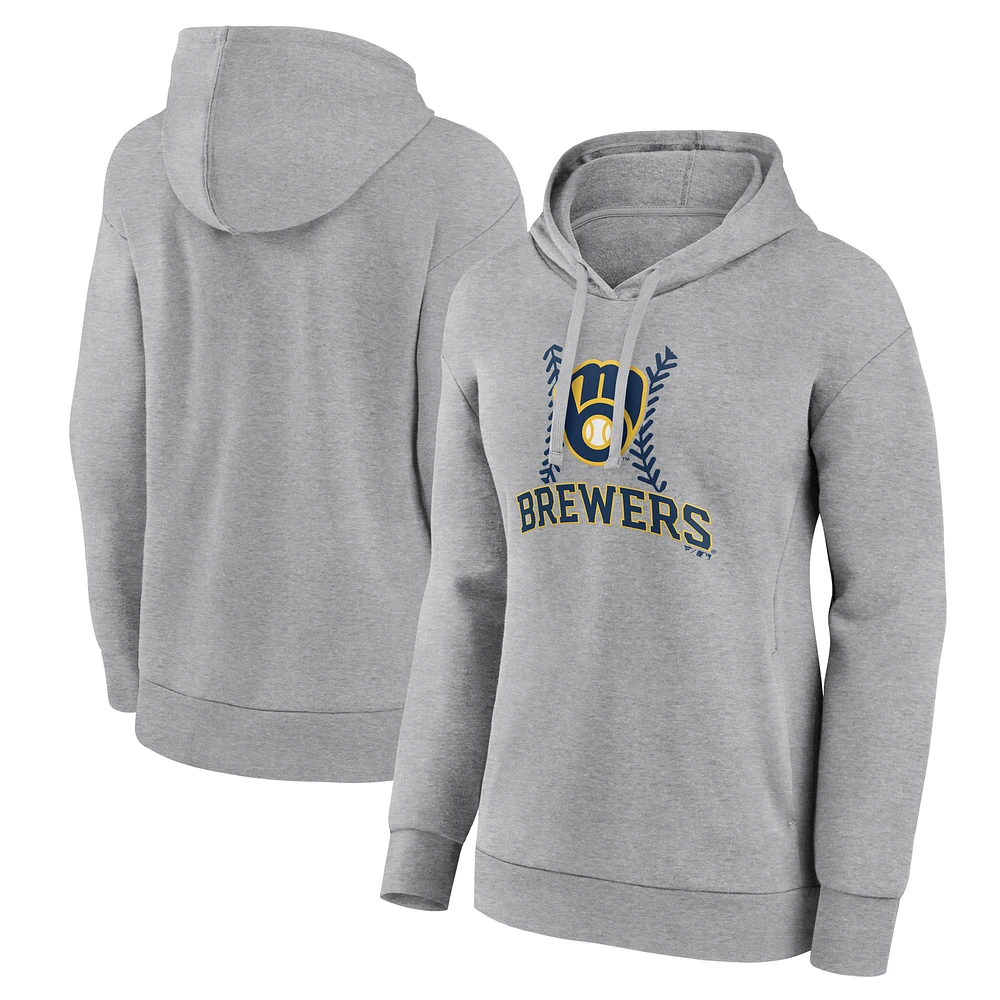 Women's Gray Milwaukee Brewers Fastball Pullover Hoodie