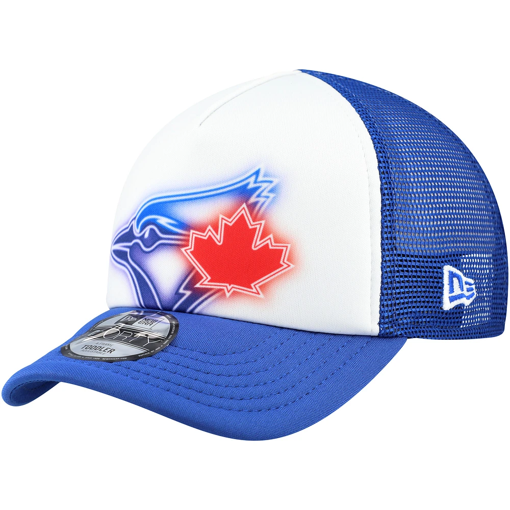 Toddler New Era White/Royal Toronto Blue Jays Painted A-Frame 9FORTY Trucker Adjustable Hat