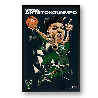 Giannis Antetokounmpo Milwaukee Bucks Framed 14" x 20" Player Caricature Art