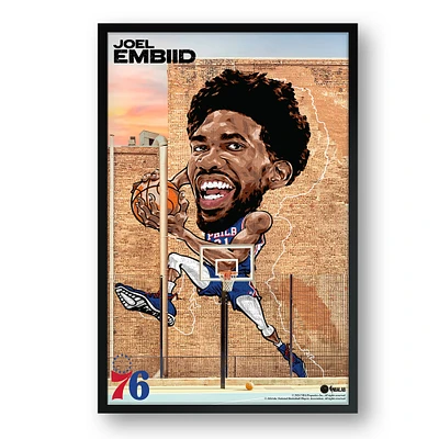 Joel Embiid Philadelphia 76ers Framed 14" x 20" Player Caricature Art