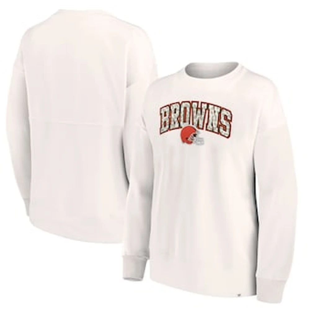 Women's Fanatics Cream Cleveland Browns Leopard Team Pullover Sweatshirt