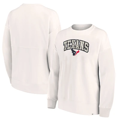 Women's Fanatics Cream Houston Texans Leopard Team Pullover Sweatshirt