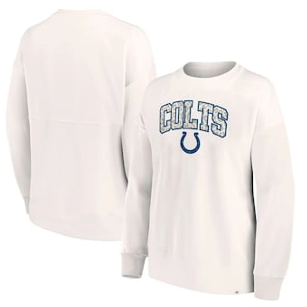 Women's Fanatics Cream Indianapolis Colts Leopard Team Pullover Sweatshirt