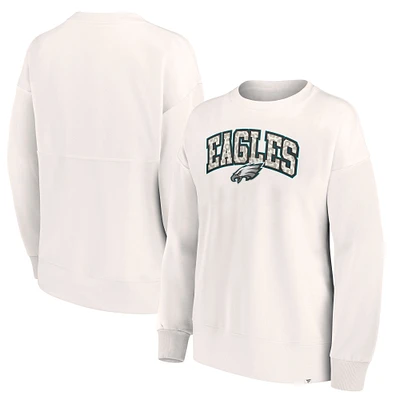 Women's Fanatics Cream Philadelphia Eagles Leopard Team Pullover Sweatshirt