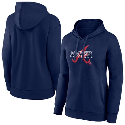 Women's Navy Atlanta Braves Stellar Pullover Hoodie