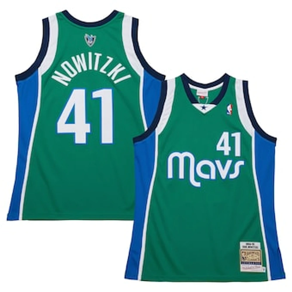 Men's Mitchell & Ness Dirk Nowitzki Green Dallas Mavericks 2004/05 Hardwood Classics Authentic Jersey