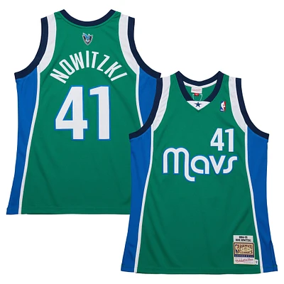 Men's Mitchell & Ness Dirk Nowitzki Green Dallas Mavericks 2004/05 Hardwood Classics Authentic Jersey