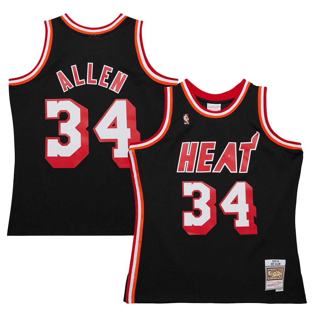 Men's Mitchell & Ness Ray Allen Black Miami Heat 2013/14 Hardwood Classics Swingman Jersey