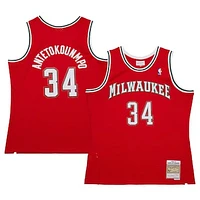 Men's Mitchell & Ness Giannis Antetokounmpo Red Milwaukee Bucks 2014/15 Hardwood Classics Swingman Jersey