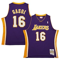 Men's Mitchell & Ness Pau Gasol Purple Los Angeles Lakers 2009/10 Hardwood Classics Swingman Jersey