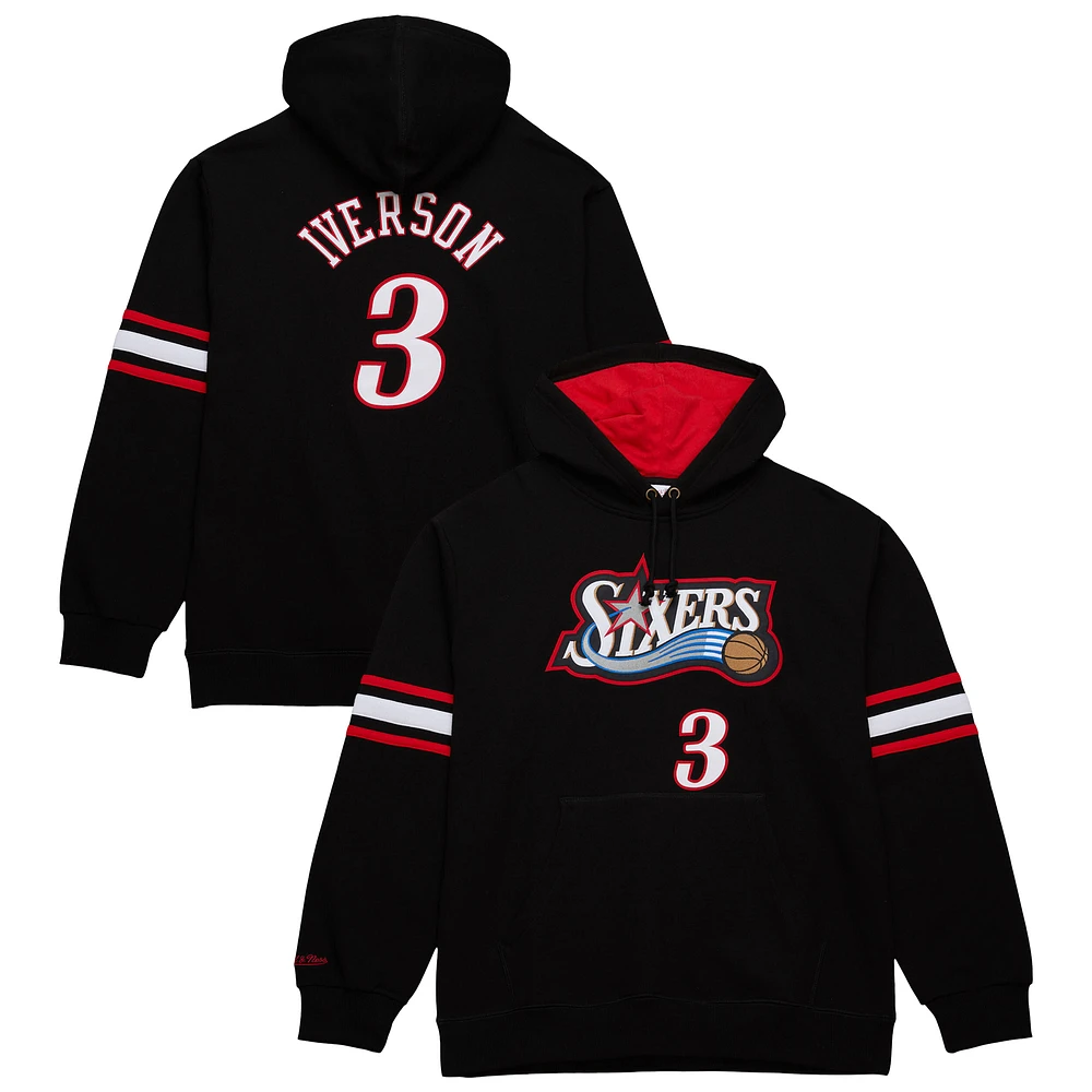 Men's Mitchell & Ness Allen Iverson Black Philadelphia 76ers Name Number Pullover Hoodie