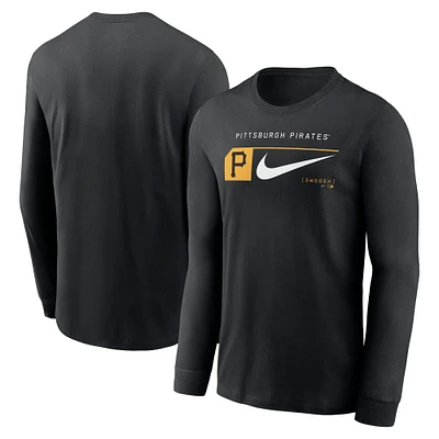 Men's Nike Black Pittsburgh Pirates Local Logo Swoosh Lockup Long Sleeve T-Shirt