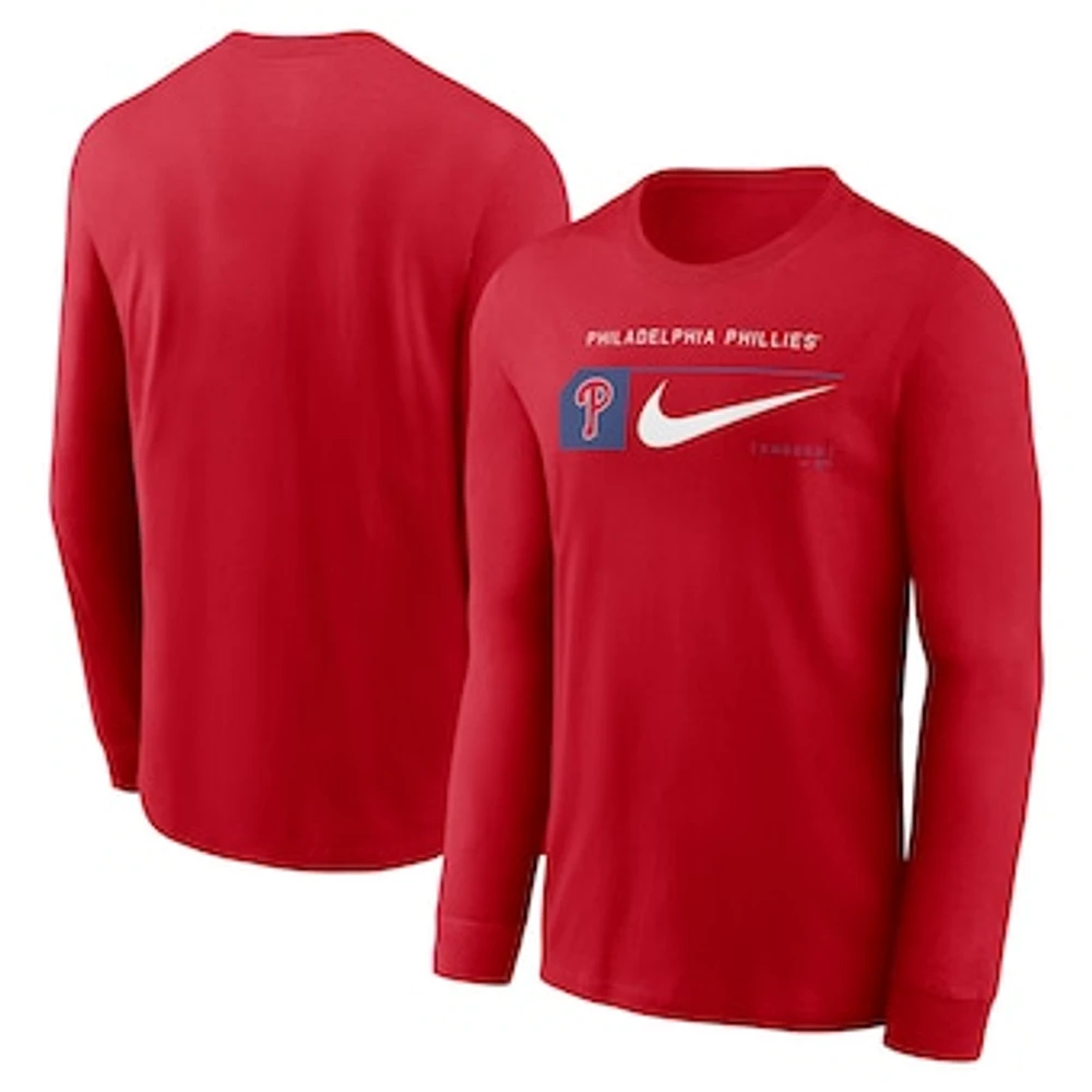 Men's Nike Red Philadelphia Phillies Local Logo Swoosh Lockup Long Sleeve T-Shirt