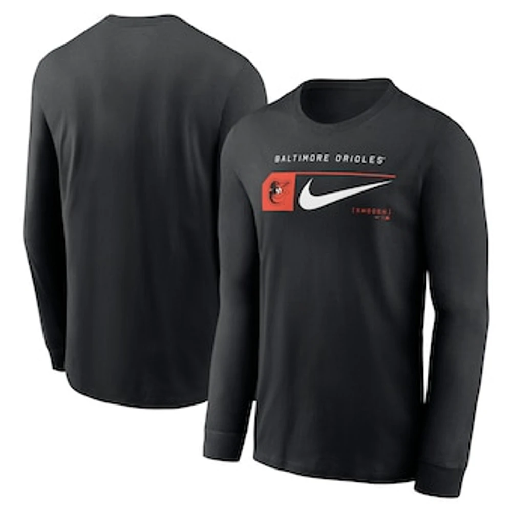 Men's Nike Black Baltimore Orioles Local Logo Swoosh Lockup Long Sleeve T-Shirt