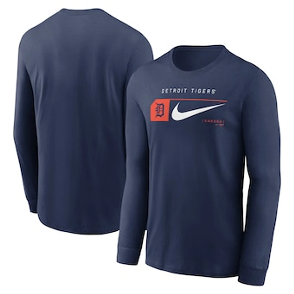 Men's Nike Navy Detroit Tigers Local Logo Swoosh Lockup Long Sleeve T-Shirt