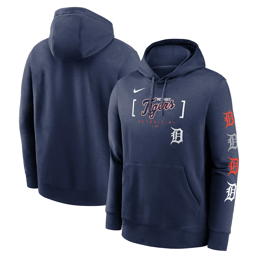 Men's Nike Navy Detroit Tigers Club Stack Pullover Hoodie