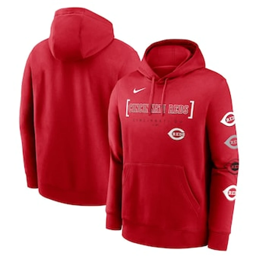 Men's Nike Red Cincinnati Reds Club Stack Pullover Hoodie