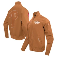 Men's Pro Standard Brown Philadelphia Phillies Paint The City Twill Full-Zip Jacket