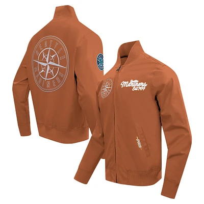 Men's Pro Standard Brown Seattle Mariners Paint The City Twill Full-Zip Jacket