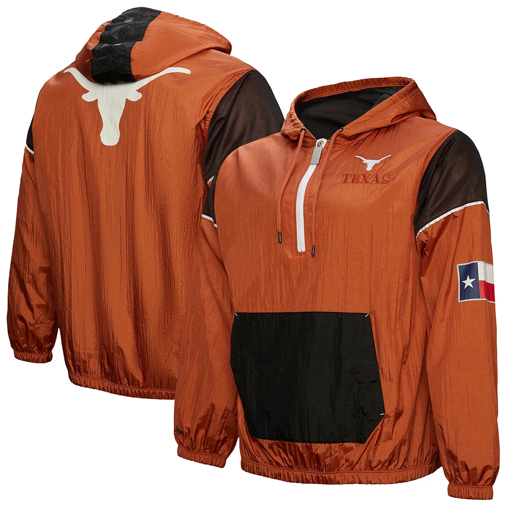 Men's Mitchell & Ness Texas Orange Longhorns Team 3.0 Anorak Half-Zip Hoodie