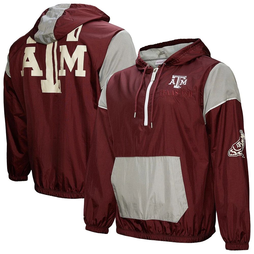 Men's Mitchell & Ness Maroon Texas A&M Aggies Team 3.0 Anorak Half-Zip Hoodie