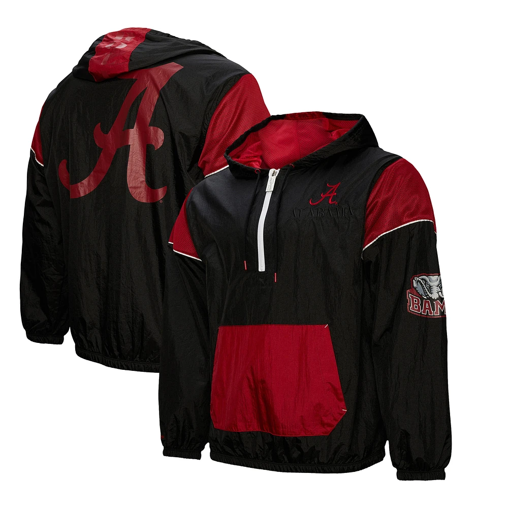 Men's Mitchell & Ness Black Alabama Crimson Tide Team 3.0 Anorak Half-Zip Hoodie