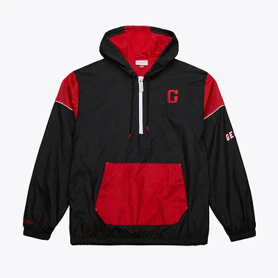 Men's Mitchell & Ness Black Georgia Bulldogs Anorak Vintage Logo Half-Zip Hoodie Jacket