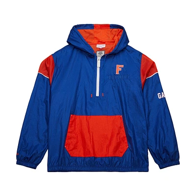 Men's Mitchell & Ness Royal Florida Gators Anorak Vintage Logo Half-Zip Hoodie Jacket