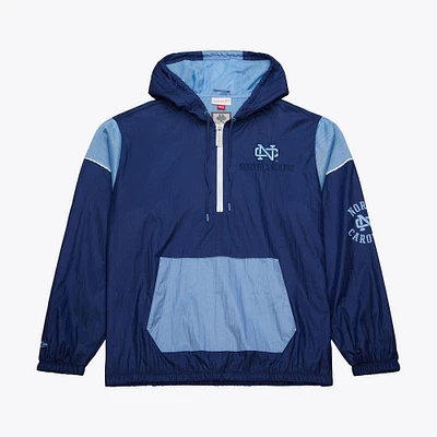 Men's Mitchell & Ness Navy North Carolina Tar Heels Anorak Vintage Logo Half-Zip Hoodie Jacket