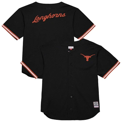 Men's Mitchell & Ness Black Texas Longhorns Game Time Mesh Button Front Top