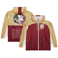 Men's Mitchell & Ness White Florida State Seminoles Big Shot Premium Full-Zip Windbreaker