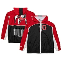 Men's Mitchell & Ness White Georgia Bulldogs Big Shot Premium Full-Zip Windbreaker