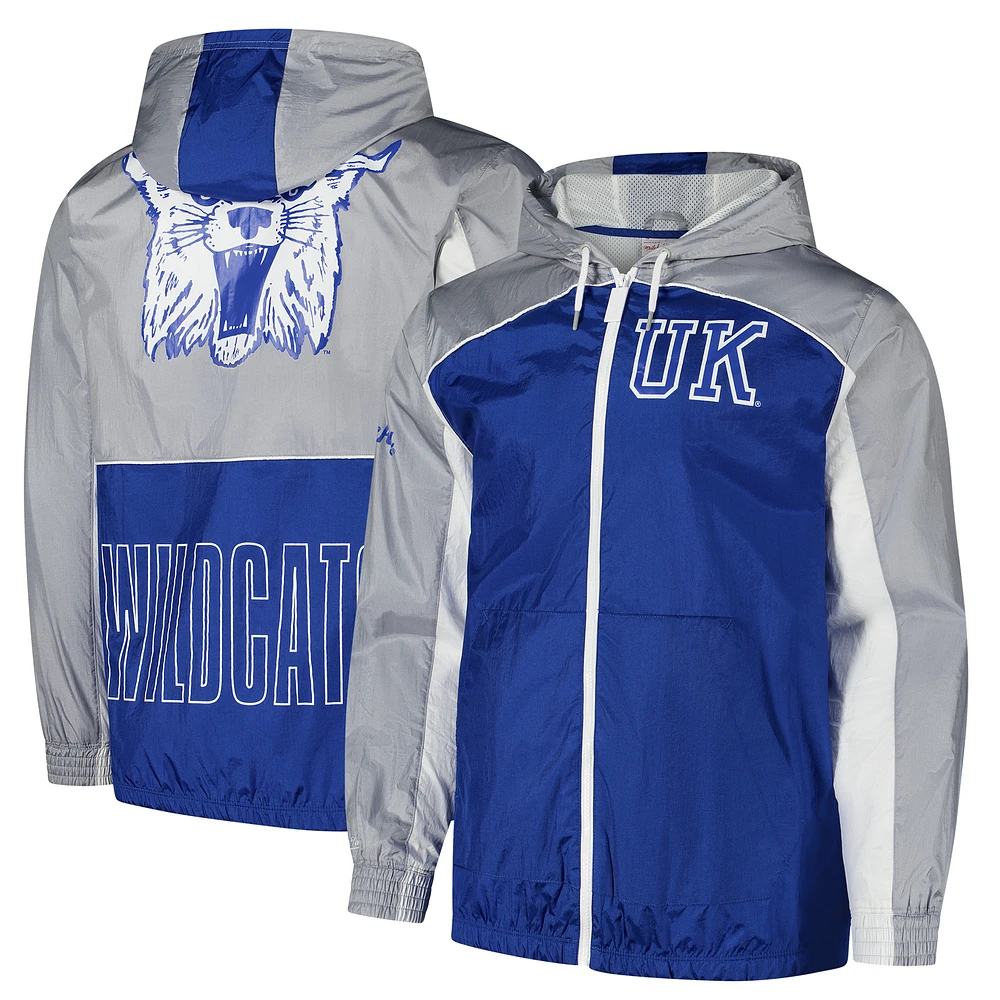 Men's Mitchell & Ness Royal Kentucky Wildcats Big Shot Premium Full-Zip Windbreaker