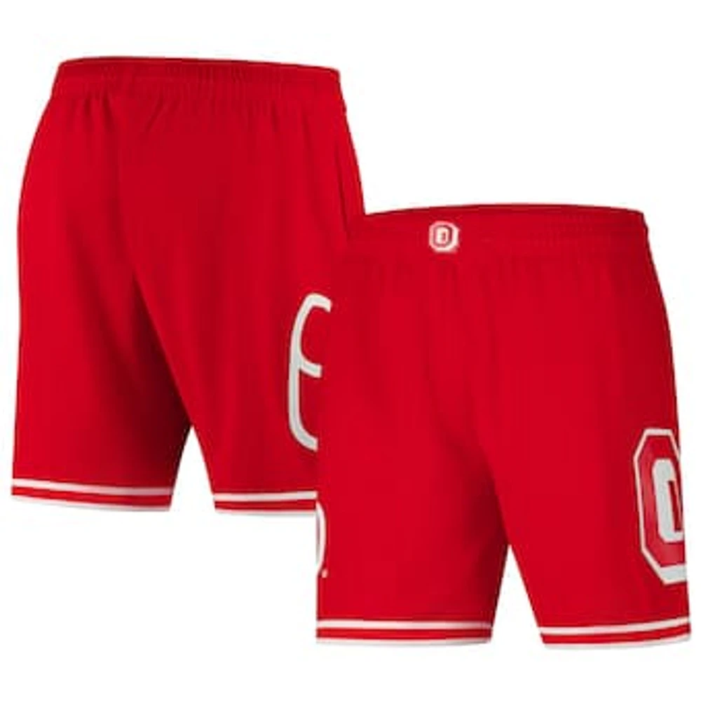 Men's Mitchell & Ness Scarlet Ohio State Buckeyes Team ID Current Logo Mesh Shorts