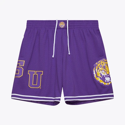 Men's Mitchell & Ness Purple LSU Tigers Team ID Vintage Logo Mesh Shorts