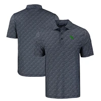 Men's Cutter & Buck Black North Texas Mean Green Pike Eco Pebble Print Stretch Recycled Polo