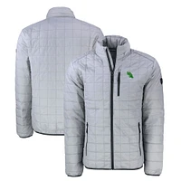 Men's Cutter & Buck Gray North Texas Mean Green Rainier PrimaLoft Eco Insulated Full-Zip Puffer Jacket