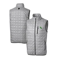 Men's Cutter & Buck Gray North Texas Mean Green Rainier PrimaLoft Eco Insulated Full-Zip Puffer Vest