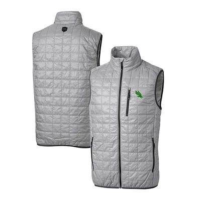 Men's Cutter & Buck Gray North Texas Mean Green Rainier PrimaLoft Eco Insulated Full-Zip Puffer Vest