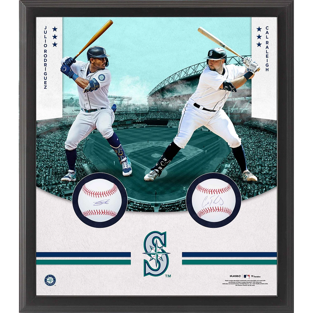 Julio Rodriguez & Cal Raleigh Seattle Mariners Autographed Framed Two Baseball Shadowbox Collage