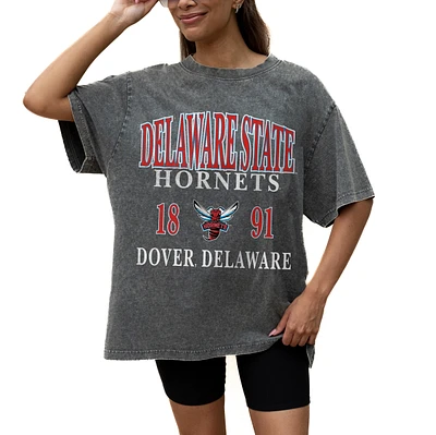 Women's Gameday Couture Grey Delaware State Hornets Oversized Snow Wash T-Shirt