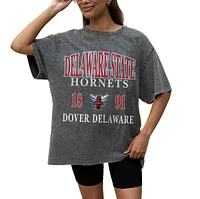 Women's Gameday Couture Grey Delaware State Hornets Oversized Snow Wash T-Shirt